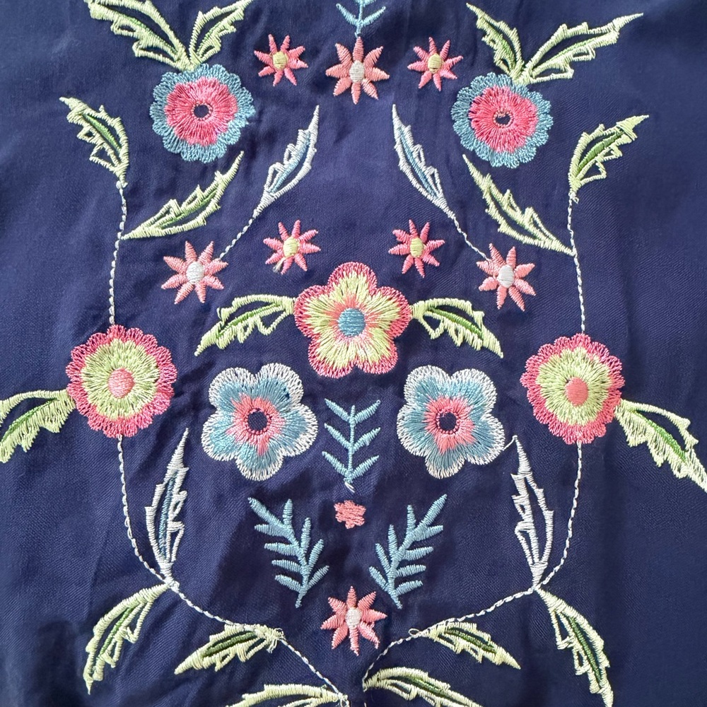 NWT New Directions Navy Dress with Floral Embroidery - Picture 8 of 12